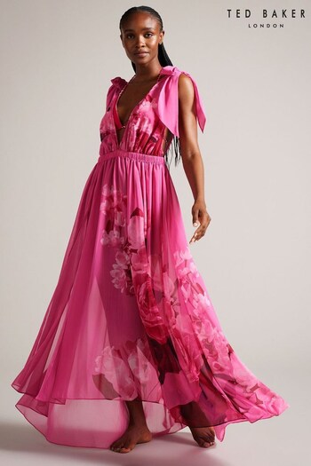 Ted Baker Pink Aydrana Maxi Cover-Up With Tie Shoulders (Q79212) | £150