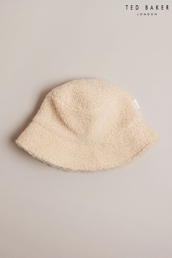 Ted Baker Pamells Faux Fur Shearling Bucket White Hat (Q79215) | £35