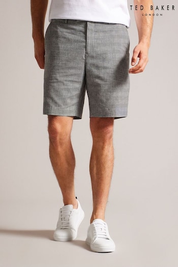 Ted Baker Grey Regular Fit Linen Shorts Snowgrass (Q79252) | £85