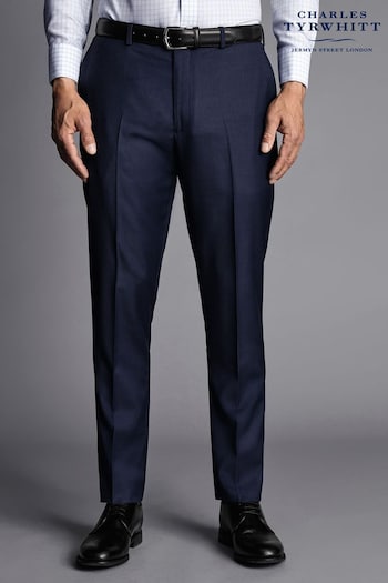 Charles Tyrwhitt Blue Slim Fit Natural Stretch Twill Suit Trousers (Q79342) | £100