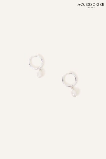 Accessorize Cream Sterling Silver-Plated Pearl Drop Earrings (Q79375) | £16