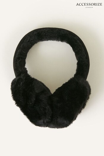 Accessorize Black Faux Fur Suedette Ear Muffs (Q79400) | £20