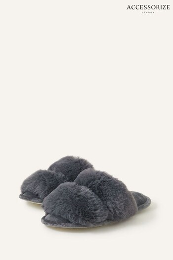 Accessorize Grey Faux Fur Double Band Sliders (Q79413) | £20