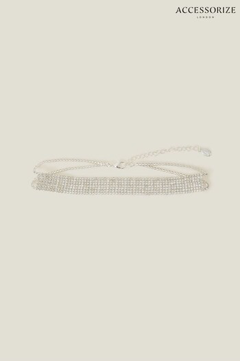 Accessorize White Crystal Cupchain Choker Necklace (Q79418) | £14