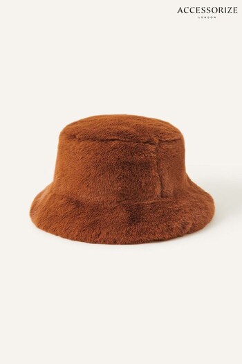 Accessorize Brown Faux Fur Bucket Hat (Q79419) | £20