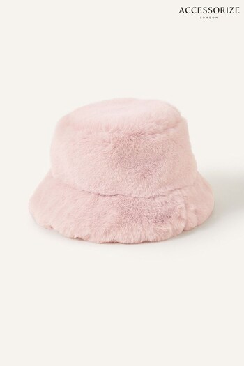 Accessorize Pink Faux Fur Bucket Hat (Q79420) | £20