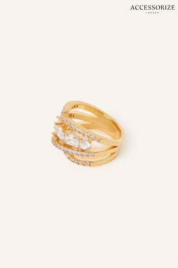 Accessorize Gold Tone Sparkle Stone Ring (Q79422) | £20