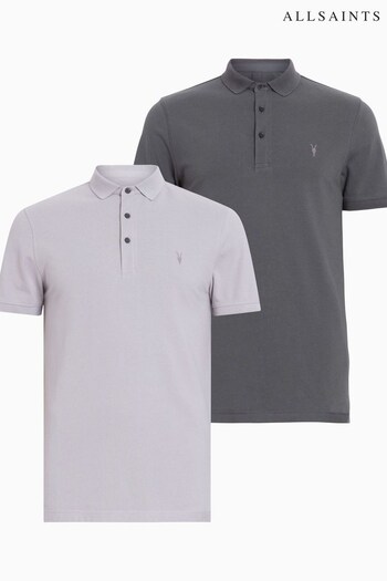 AllSaints Grey Reform Polo NOBIL003DBR001 Shirt 2 Pack (Q79473) | £119