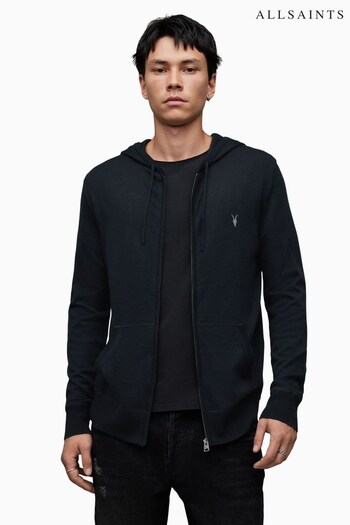 AllSaints Black Mode Merino Zip Hoodie (Q79507) | £99