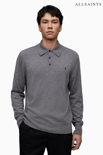 AllSaints Grey Kilburn Polo Shirt (Q79517) | £95