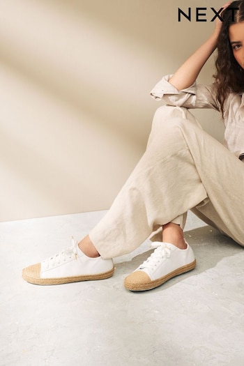 White Forever Comfort® Espadrille Toe Cap Lace-Up Trainers (Q79534) | £36