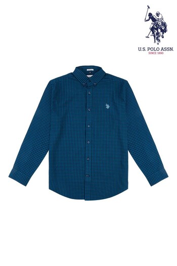 U.S. Polo Assn. Mens Blue Brushed Dobby Shirt (Q79535) | £65