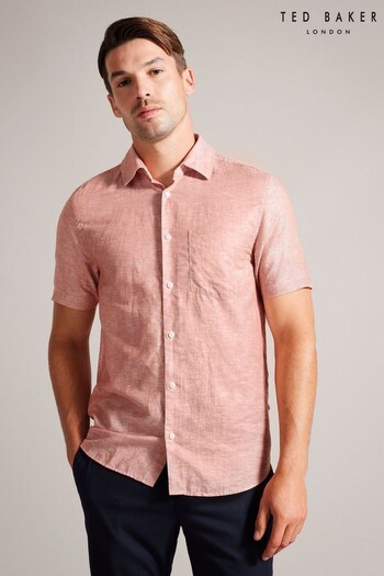 Ted Baker Orange Kingfrd Short Sleeve Linen Shirt (Q79616) | £85