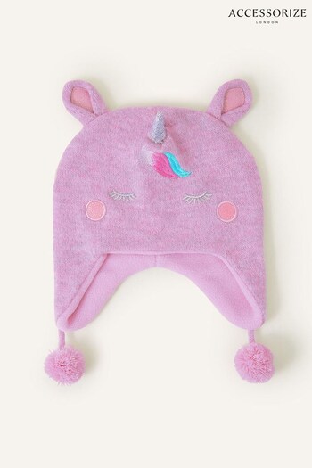Accessorize Girls Purple Unicorn Knit Hat (Q79624) | £12