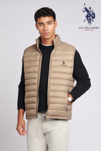 U.S. aylin4054s1 Polo Assn. Mens Grey Lightweight Quilted Gilet (Q79646) | £69