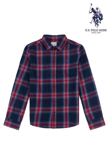 U.S. Polo Assn. Boys Blue Ombre Brushed Stripe Overshirt (Q79647) | £45 - £54