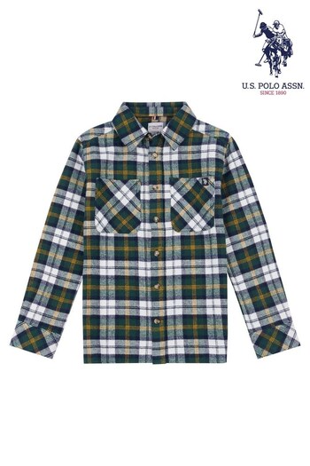 U.S. Polo Assn. Boys Green Brushed Twill Overshirt (Q79653) | £55 - £66