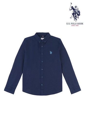 U.S. Polo Assn. Boys Blue Peached Oxford Shirt (Q79658) | £40 - £48