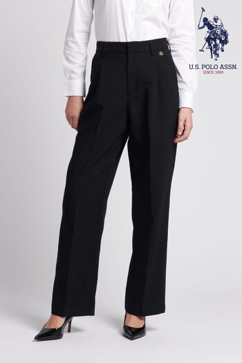 U.S. Polo Assn. Womens Black Smart Straight Leg Trousers (Q79674) | £70