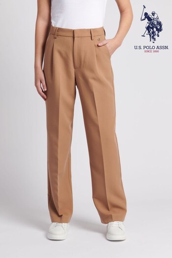 U.S. Polo Assn. Womens Brown Smart Straight Leg Trousers (Q79677) | £70