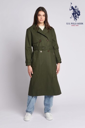 U.S. Polo Assn. Womens Green Trench Coat (Q79683) | £175