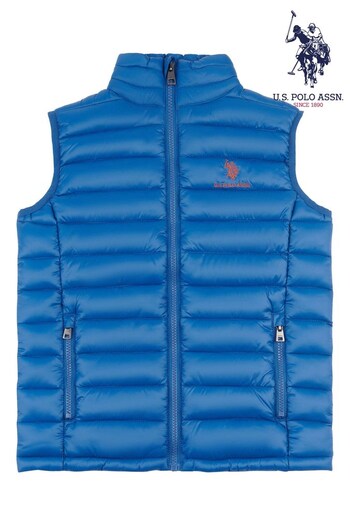 U.S. Studio Polo Assn. Boys Blue Lightweight Quilted Gilet (Q79697) | £50 - £60