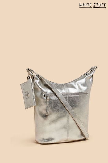 White Stuff Fern Silver Leather Cross-Body Bag (Q79766) | £65