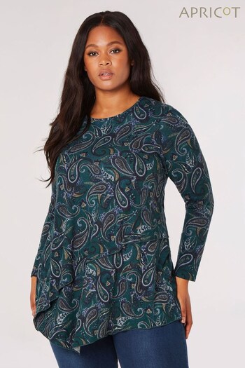 Apricot Green Paisley Soft Touch Asym Top (Q79842) | £30