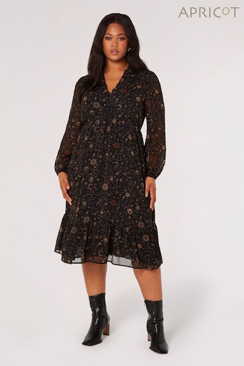 Apricot Black Constellation Ruffle Tiered Dress (Q79852) | £40