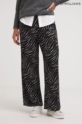 JD Williams Black Printed Jersey Wide Leg Trousers 2 Pack (Q79894) | £34