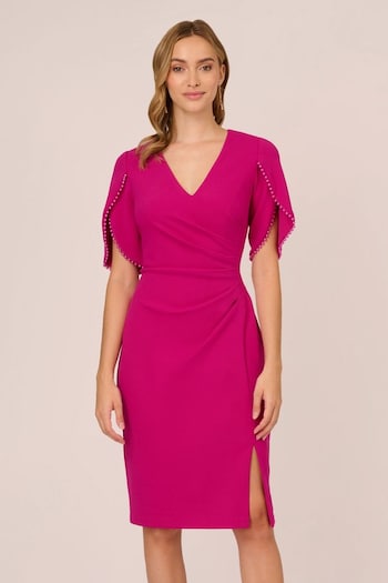 Adrianna Papell Pink Knit Crepe Pearl Trim Dress (Q79928) | £149