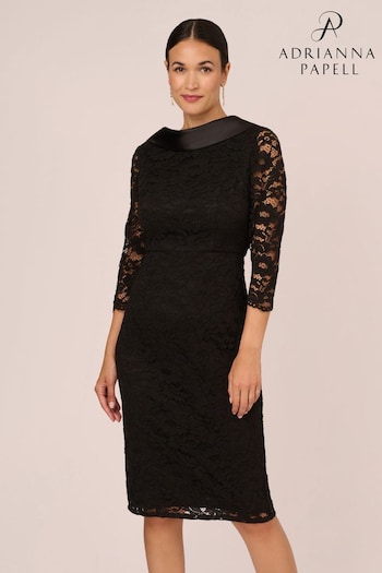 Adrianna Papell Roll Neck Sheath Black Dress (Q79932) | £139