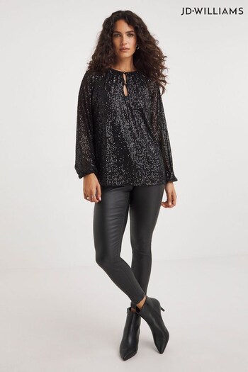 JD Williams Volume Sleeve Sequin lack Top (Q79950) | £39