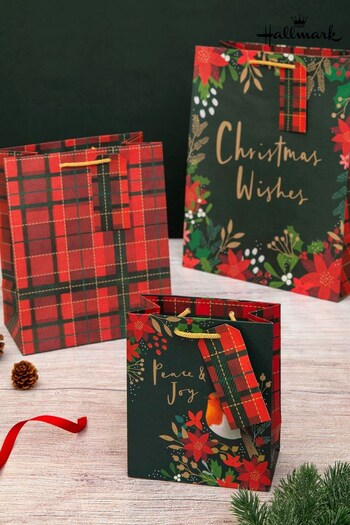 Hallmark 3 Pack Red Christmas Gift Party Bags in 3 Festive Designs (Q79972) | £7