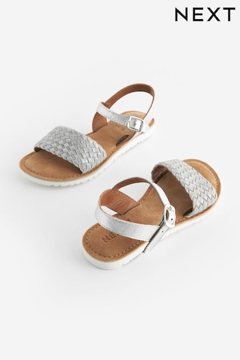Silver Leather Woven Sandals (Q80019) | £22 - £29
