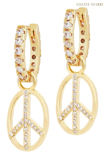 Celeste Starre Gold Tone Peace Out Earrings (Q80205) | £130