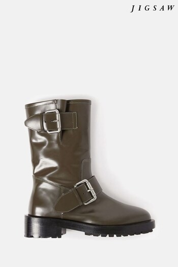 Jigsaw Green Biker Boots (Q80210) | £220