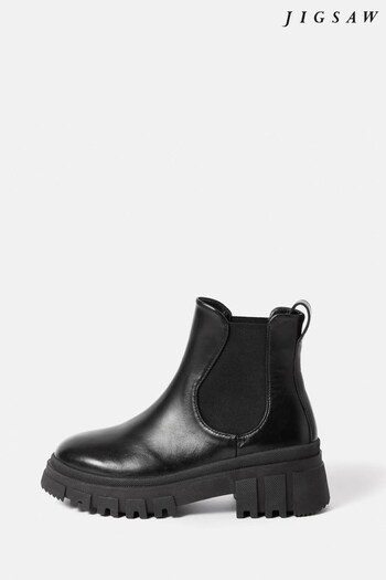 Jigsaw Yvie Gum Sole Leather Black Boots (Q80212) | £185