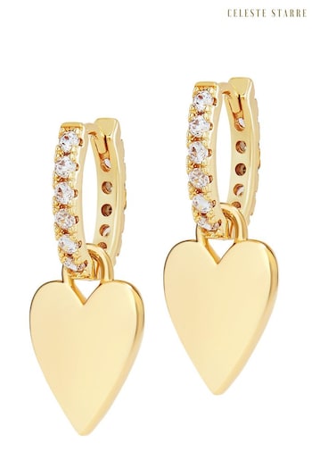 Celeste Starre Gold Tone Love Drop Earrings (Q80221) | £130