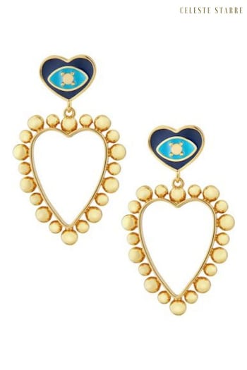 Celeste Starre Gold Tone Eye Heart You Earrings (Q80226) | £140