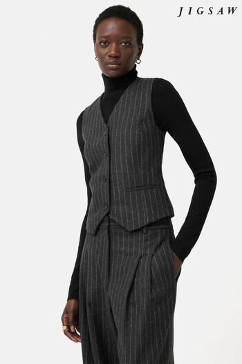 Jigsaw Grey Pinstripe Tailored Waistcoat (Q80229) | £160