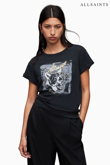 AllSaints Panthere Anna Black T-Shirt (Q80276) | £49