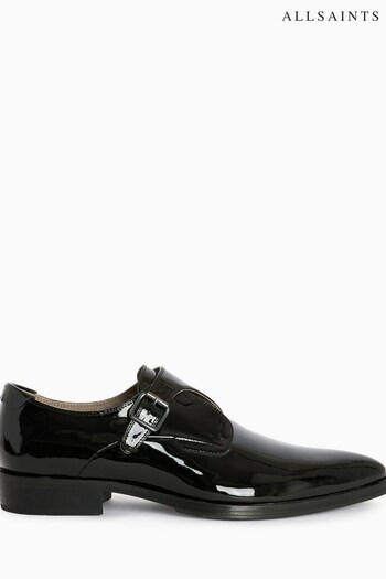 AllSaints Keith Patent Monk Black Shoes (Q80279) | £189