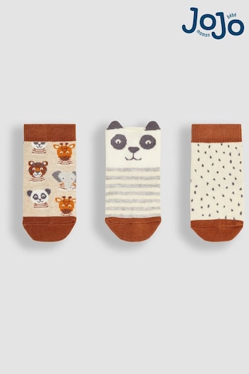 JoJo Maman Bébé Grey 3-Pack Safari Socks (Q80282) | £9.50