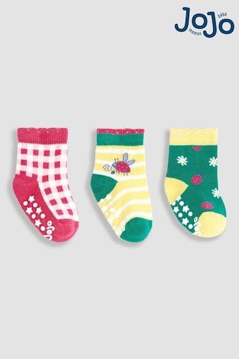 JoJo Maman Bébé Green 3-Pack Ladybird Socks (Q80299) | £9.50