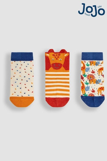 JoJo Maman Bébé Rust Orange Giraffe 3-Pack Safari Socks (Q80306) | £9.50