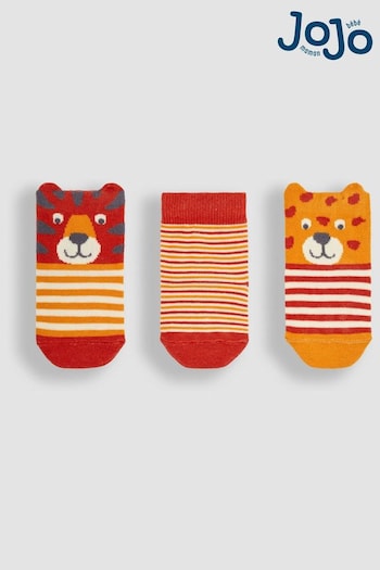 JoJo Maman Bébé Rust Orange Tiger 3-Pack Safari Socks (Q80314) | £9.50