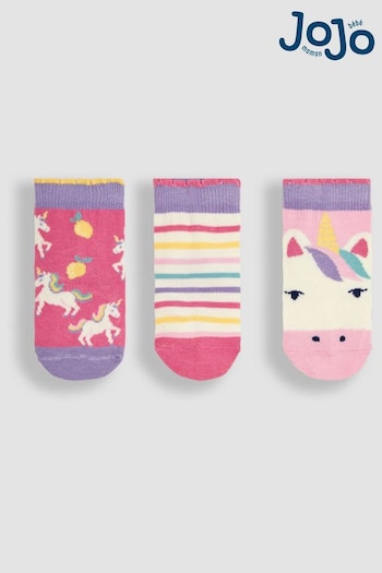 JoJo Maman Bébé Pink 3-Pack Unicorn Socks (Q80320) | £9.50