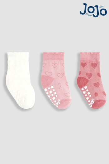 JoJo Maman Bébé Pink 3-Pack Heart Socks (Q80326) | £9.50