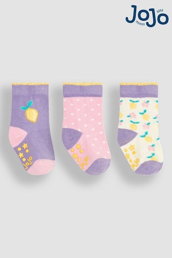 Mamas & Papas Lilac Purple Lemon 3-Pack Fruit Socks (Q80327) | £9.50